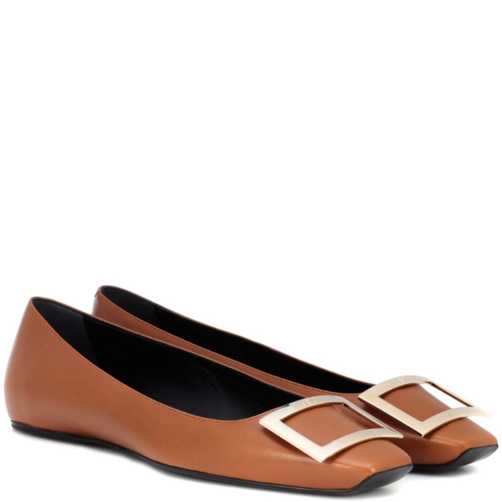 Like New Roger Vivier Trompette Quadrata 36.5 in Tan Color - With Original Box